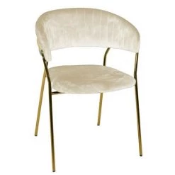WEBMARKETPOINT Fauteuil En Velours Brendeburg Crème