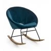 WEBMARKETPOINT Fauteuil à Bascule Annika Effet Velours Bleu Canard -Pas Cher Fauteuil Magasin 54074438 1
