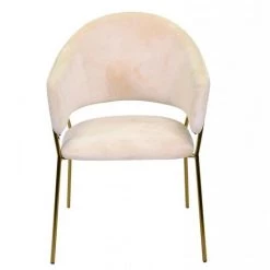 WEBMARKETPOINT Fauteuil Rotterdam Velours Crème -Pas Cher Fauteuil Magasin 54075781 3