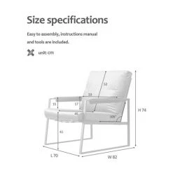 MERKMAK Chaise Moderne Relax A Accoudoir Unique 70 X 82 X 74 Cm Avec Coussin En Velours Cadre En Metal Capacite De Poids 150 Kg Vert -Pas Cher Fauteuil Magasin 54079990 2