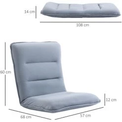 HOMCOM Fauteuil Convertible Fauteuil Paresseux Grand Confort Inclinaison Dossier Multipositions 90°-180° Métal Lin Gris Clair - Gris -Pas Cher Fauteuil Magasin 54127802 3