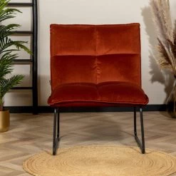 DIMEHOUSE Malaga Fauteuil Industriel Cuivre Velours - Orange 8 DIMEHOUSE Malaga Fauteuil Industriel Cuivre Velours - Orange -Pas Cher Fauteuil Magasin 54129942 2
