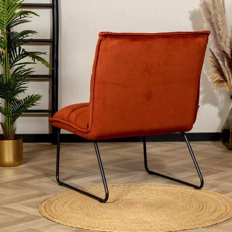 DIMEHOUSE Malaga Fauteuil Industriel Cuivre Velours - Orange 5 DIMEHOUSE Malaga Fauteuil Industriel Cuivre Velours - Orange – Image 3