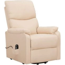 Fauteuil Inclinable Tissu Crème VidaXL -Pas Cher Fauteuil Magasin 54141741 2