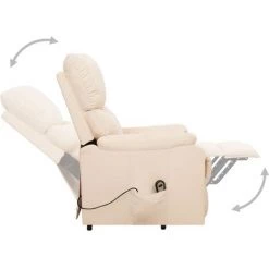 Fauteuil Inclinable Tissu Crème VidaXL -Pas Cher Fauteuil Magasin 54141741 5