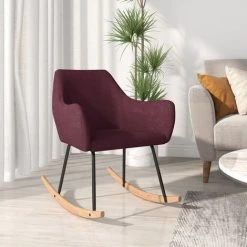 Chaise à Bascule Tissu Violet VidaXL