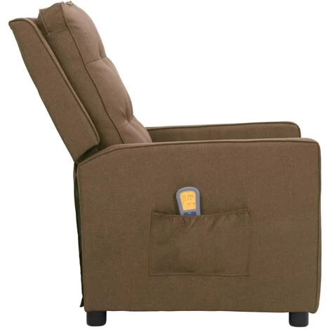 Fauteuil De Massage Inclinable Tissu Taupe VidaXL 5 Fauteuil De Massage Inclinable Tissu Taupe VidaXL – Image 3