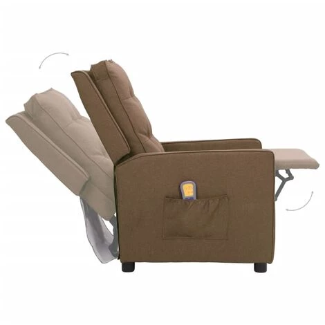 Fauteuil De Massage Inclinable Tissu Taupe VidaXL 7 Fauteuil De Massage Inclinable Tissu Taupe VidaXL – Image 5