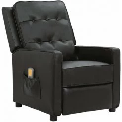 Fauteuil De Massage Inclinable Similicuir Brillant Noir VidaXL