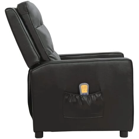 Fauteuil De Massage Inclinable Similicuir Brillant Noir VidaXL 6 Fauteuil De Massage Inclinable Similicuir Brillant Noir VidaXL – Image 4