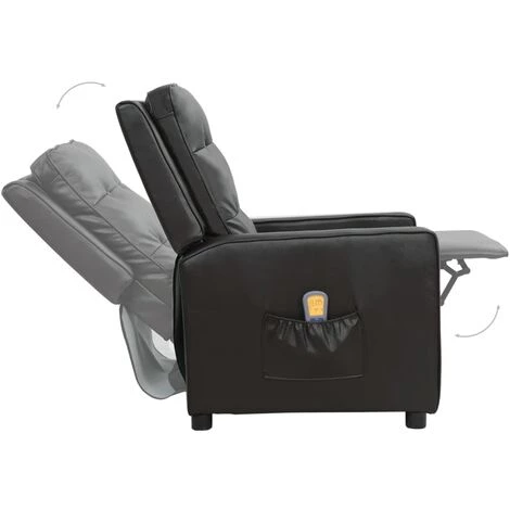 Fauteuil De Massage Inclinable Similicuir Brillant Noir VidaXL 7 Fauteuil De Massage Inclinable Similicuir Brillant Noir VidaXL – Image 5