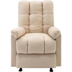 Hommoo Fauteuil De Massage Inclinable Creme Tissu -Pas Cher Fauteuil Magasin 54149134 3