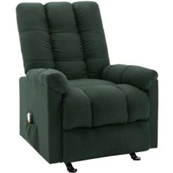 Hommoo Fauteuil De Massage Inclinable Vert Fonce Tissu