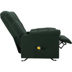Hommoo Fauteuil De Massage Inclinable Vert Fonce Tissu -Pas Cher Fauteuil Magasin 54151967 5