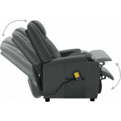 Hommoo Fauteuil De Massage Inclinable Anthracite Similicuir 10 Hommoo Fauteuil De Massage Inclinable Anthracite Similicuir -Pas Cher Fauteuil Magasin 54152161 4