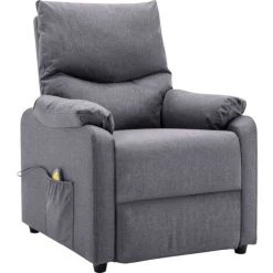 Hommoo Fauteuil Inclinable De Massage Gris Clair Tissu -Pas Cher Fauteuil Magasin 54152281 2