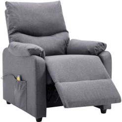 Hommoo Fauteuil Inclinable De Massage Gris Clair Tissu -Pas Cher Fauteuil Magasin 54152281 5