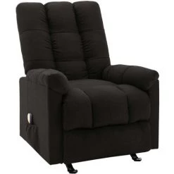 Hommoo Fauteuil De Massage Inclinable Noir Tissu
