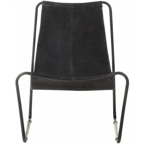 Hommoo Chaise De Relaxation Noir Cuir Veritable 4 Hommoo Chaise De Relaxation Noir Cuir Veritable – Image 2