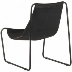 Hommoo Chaise De Relaxation Noir Cuir Veritable 10 Hommoo Chaise De Relaxation Noir Cuir Veritable -Pas Cher Fauteuil Magasin 54153421 4