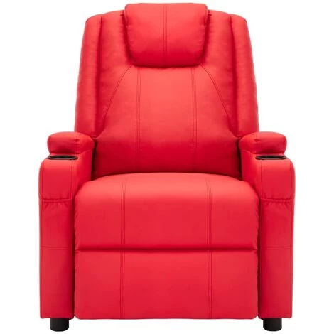 Hommoo Fauteuil De Massage Inclinable Rouge Similicuir 5 Hommoo Fauteuil De Massage Inclinable Rouge Similicuir – Image 3
