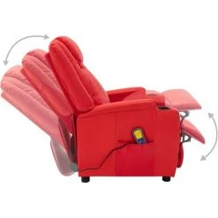 Hommoo Fauteuil De Massage Inclinable Rouge Similicuir 10 Hommoo Fauteuil De Massage Inclinable Rouge Similicuir -Pas Cher Fauteuil Magasin 54154429 4