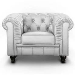 Paris Prix - Fauteuil Design "chesterfield" 110cm Argent