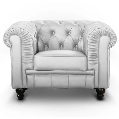 Paris Prix - Fauteuil Design "chesterfield" 110cm Argent 3 Paris Prix - Fauteuil Design "chesterfield" 110cm Argent
