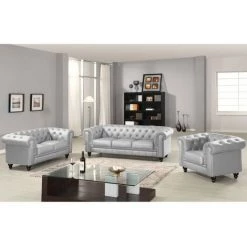 Paris Prix - Fauteuil Design "chesterfield" 110cm Argent 7 Paris Prix - Fauteuil Design "chesterfield" 110cm Argent -Pas Cher Fauteuil Magasin 54286723 3