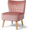 GOPLUS Fauteuil Moderne En Velours, Chaise De Salle à Manger Avec Pieds En Caoutchouc Confort, Chaise De Loisirs Rembourrée Scandinavie Avec Protection Antidérapante, Pour Salon Chambre (Rose) -Pas Cher Fauteuil Magasin 54451323 1