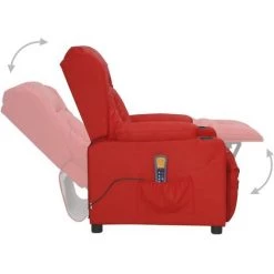 Fauteuil De Massage Inclinable Similicuir Rouge Bordeaux VidaXL -Pas Cher Fauteuil Magasin 54664860 4