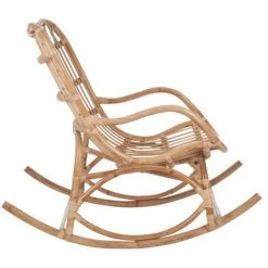 HELLIN Rocking Chair En Rotin Naturel Dossier Haut - MIKA - Bois Clair -Pas Cher Fauteuil Magasin 54671227 4