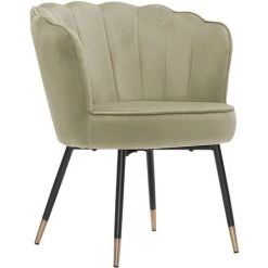 BAïTA Fauteuil CALLISTA En Velours Beige Avec Pieds Noir Et Doré - Beige