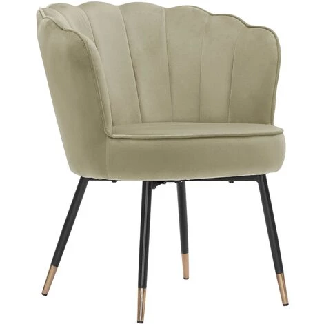 BAïTA Fauteuil CALLISTA En Velours Beige Avec Pieds Noir Et Doré - Beige 3 BAïTA Fauteuil CALLISTA En Velours Beige Avec Pieds Noir Et Doré - Beige
