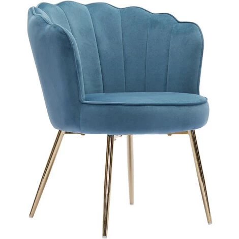 BAïTA Fauteuil CALLISTA En Velours Bleu Avec Pieds Doré - Bleu 3 BAïTA Fauteuil CALLISTA En Velours Bleu Avec Pieds Doré - Bleu