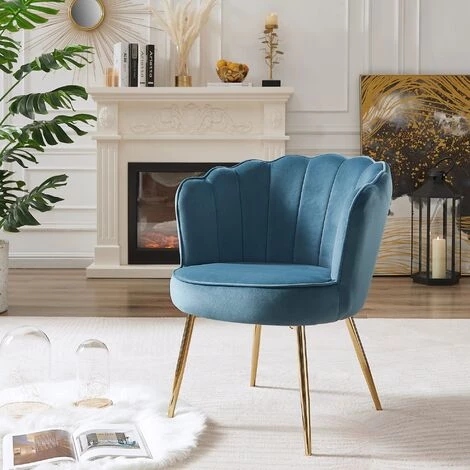 BAïTA Fauteuil CALLISTA En Velours Bleu Avec Pieds Doré - Bleu 4 BAïTA Fauteuil CALLISTA En Velours Bleu Avec Pieds Doré - Bleu – Image 2