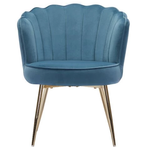 BAïTA Fauteuil CALLISTA En Velours Bleu Avec Pieds Doré - Bleu 5 BAïTA Fauteuil CALLISTA En Velours Bleu Avec Pieds Doré - Bleu – Image 3