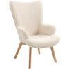 NORDLYS Fauteuil De Salon Scandinave Pieds Bois Laine - Blanc