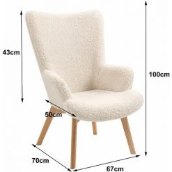 NORDLYS Fauteuil De Salon Scandinave Pieds Bois Laine - Blanc -Pas Cher Fauteuil Magasin 54718509 5