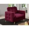 LES TENDANCES Fauteuil Matelassé Velours Bordeaux Et Bois Clair Anska -Pas Cher Fauteuil Magasin 54719578 1