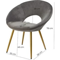 Baroni Home Fauteuil Rembourré Velvet Circulaire Avec Pieds En Fer Doré. Chaise De Bureau Ou Salle à Manger Super Confortable Et Tourterelle Gris Ergonomique 55x58x78 Cm 8 Baroni Home Fauteuil Rembourré Velvet Circulaire Avec Pieds En Fer Doré. Chaise De Bureau Ou Salle à Manger Super Confortable Et Tourterelle Gris Ergonomique 55x58x78 Cm -Pas Cher Fauteuil Magasin 54729732 2