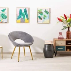 Baroni Home Fauteuil Rembourré Velvet Circulaire Avec Pieds En Fer Doré. Chaise De Bureau Ou Salle à Manger Super Confortable Et Tourterelle Gris Ergonomique 55x58x78 Cm 10 Baroni Home Fauteuil Rembourré Velvet Circulaire Avec Pieds En Fer Doré. Chaise De Bureau Ou Salle à Manger Super Confortable Et Tourterelle Gris Ergonomique 55x58x78 Cm -Pas Cher Fauteuil Magasin 54729732 4