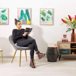 Baroni Home Fauteuil Rembourré Velvet Circulaire Avec Pieds En Fer Doré. Chaise De Bureau Ou Salle à Manger Super Confortable Et Tourterelle Gris Ergonomique 55x58x78 Cm 11 Baroni Home Fauteuil Rembourré Velvet Circulaire Avec Pieds En Fer Doré. Chaise De Bureau Ou Salle à Manger Super Confortable Et Tourterelle Gris Ergonomique 55x58x78 Cm -Pas Cher Fauteuil Magasin 54729732 5