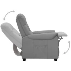 YOUTHUP Fauteuil Inclinable Gris Similicuir - Gris -Pas Cher Fauteuil Magasin 54831104 5