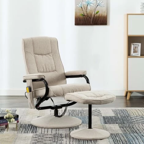 Topdeal Fauteuil De Massage Avec Repose-pied Crème Tissu VDFF14414_FR 3 Topdeal Fauteuil De Massage Avec Repose-pied Crème Tissu VDFF14414_FR