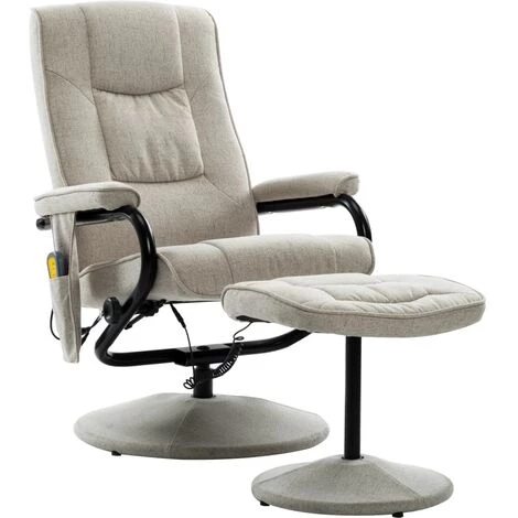 Topdeal Fauteuil De Massage Avec Repose-pied Crème Tissu VDFF14414_FR 4 Topdeal Fauteuil De Massage Avec Repose-pied Crème Tissu VDFF14414_FR – Image 2