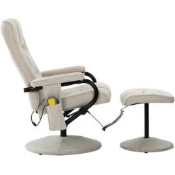 Topdeal Fauteuil De Massage Avec Repose-pied Crème Tissu VDFF14414_FR 11 Topdeal Fauteuil De Massage Avec Repose-pied Crème Tissu VDFF14414_FR -Pas Cher Fauteuil Magasin 54840707 5
