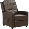 VidaXL Fauteuil Inclinable Similicuir Brillant Marron - Brun -Pas Cher Fauteuil Magasin 54901349 1