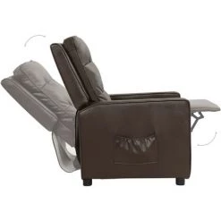 VidaXL Fauteuil Inclinable Similicuir Brillant Marron - Brun -Pas Cher Fauteuil Magasin 54901349 5