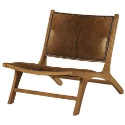 MEUBLE HOUSE Chaise Bois Peau Naturelle Amki - Marron